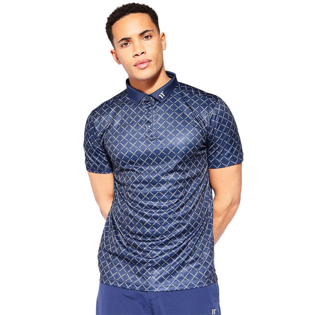 11 Degrees Men's Over Brand Print Golf Polo Shirt 11 Degrees Men's Over Brand Print Golf Polo Shirt